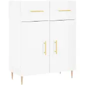 vidaXL Dressoir 69,5x34x90 cm bewerkt hout hoogglans wit