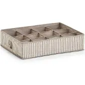 Zeller kleding/kast organiser - 12 vakken - beige - 44 x 34 x 11 cm - polyester - Opbergmanden