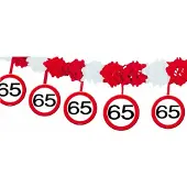 Folat 3x stuks papieren feest slingers 65 jaar huldeborden opdruk - Feestslingers