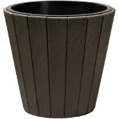 Prosperplast Plantenpot/bloempot Wood Style - buiten/binnen - kunststof - donkerbruin - D35 x H32 cm - Plantenpotten