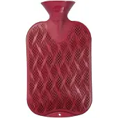 Merkloos Warmte kruik rode golf/ribbel 2 liter - Kruiken