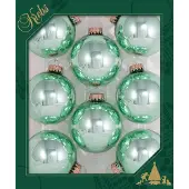 Merkloos Krebs Kerstballen - 8x st - groen - 7 cm - glas - seafoam mintgroen - Kerstbal