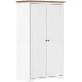 vidaXL Kledingkast BODO 99x53,5x173 cm massief grenenhout wit bruin