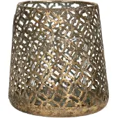Countryfield Luxe theelichthouder - metaal - brons kleur - D12 x H13 cm - Waxinelichtjeshouders