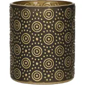 Countryfield Luxe theelichthouder - Fantasy - zwart/goud - D10 x H12 cm - Waxinelichtjeshouders