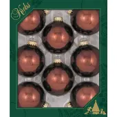 Merkloos 24x stuks glazen kerstballen 7 cm bruin glans - Kerstbal