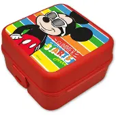 Disney Mickey Mouse broodtrommel/lunchbox voor kinderen - rood - kunststof - 14 x 8 cm - Lunchboxen