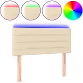 vidaXL Hoofdbord LED 90x5x78/88 cm stof crèmekleurig