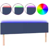vidaXL Hoofdbord LED 200x5x78/88 cm stof blauw