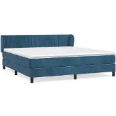 vidaXL Boxspring met matras fluweel donkerblauw 160x200 cm