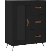 vidaXL Dressoir 69,5x34x90 cm bewerkt hout zwart
