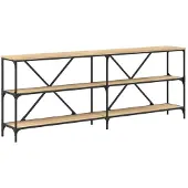 vidaXL Wandtafel 200x30x75 cm bewerkt hout en ijzer sonoma eikenkleur