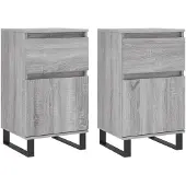 vidaXL Dressoirs 2 st 40x35x70 cm bewerkt hout grijs sonoma
