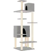 vidaXL Kattenmeubel met sisal krabpalen 154 cm lichtgrijs