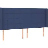 vidaXL Hoofdbord met randen 183x16x118/128 cm stof blauw