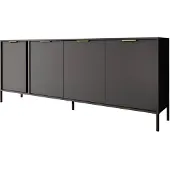 Meubella Dressoir Antraciet 203x39x81 goud zwarte pootjes