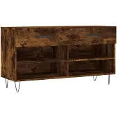 vidaXL Schoenenbank 102x35x55 cm bewerkt hout gerookt eikenkleurig