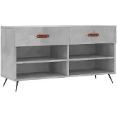 vidaXL Schoenenbank 102x35x55 cm bewerkt hout betongrijs
