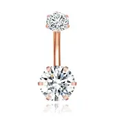 LGT JWLS Piercing met 6-kant Zirkonia - Hexagon Rosegoudkleurig