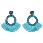 Cilla Jewels Fringe Oorbellen met Lichtblauw Strass van