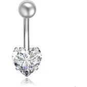 LGT JWLS Stalen Piercing voor Navel - Heart Silver