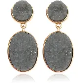 Deja Jewels Ovale Deja Oorhangers - Resin Grey