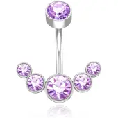 LGT JWLS Piercing in Anker vorm - Paars Kristal & Zilver