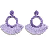 Cilla Jewels Fringe Oorbellen met Lavendel Strass van