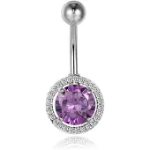 Cilla Jewels Cilla Navelpiercing van Titanium - Bling Zilver & Paars