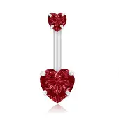 LGT JWLS Navelpiercing Edelstaal Double Heart Rood