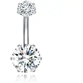 LGT JWLS Piercing met 6-kant Zirkonia - Hexagon Zilver