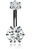LGT JWLS Piercing met 6-kant Zirkonia - Hexagon Gunmetal