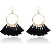 Deja Jewels LGT JWLS Oorhangers Cirkel en Zwarte Kwastjes