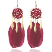 Deja Jewels Veer Oorbellen Rood - Dromenvanger