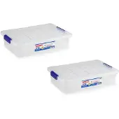 Forte Plastics 2x stuks opslagbox met clips-deksel 5 liter transparant 26 x 40 x 8.5 cm - Opbergbox