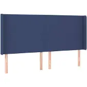 vidaXL Hoofdbord met randen 183x16x118/128 cm stof blauw