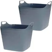 Bathroom Solutions 2x Stuks Flexibele kuip emmers/wasmanden - grijs - 40 liter - vierkant - kunststof - Wasmanden