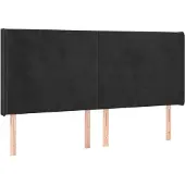 vidaXL Hoofdbord met randen 203x16x118/128 cm fluweel zwart