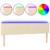 vidaXL Hoofdbord LED 180x5x78/88 cm stof crèmekleurig