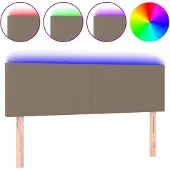 vidaXL Hoofdbord LED 144x5x78/88 cm stof taupe