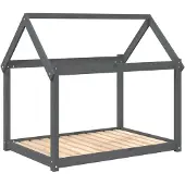 vidaXL Hondenmand 111x80x100 cm massief grenenhout grijs