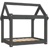 vidaXL Hondenbed, grijs, 71x55x70 cm, massief grenenhout