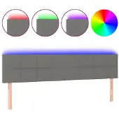 vidaXL Hoofdbord LED 160x5x78/88 cm stof donkergrijs