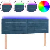 vidaXL Hoofdbord LED 144x5x78/88 cm fluweel donkerblauw