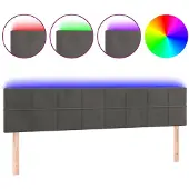 vidaXL Hoofdbord LED 180x5x78/88 cm fluweel donkergrijs