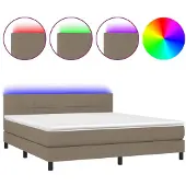 vidaXL Boxspring met matras en LED stof taupe 160x200 cm