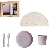 Mushie - Geschenkverpakking Kinderserviesset - Soft Lilac