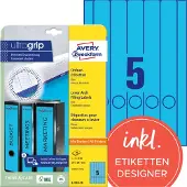Avery Zweckform UltraGrip Ordnerrugetiketten Zelfklevend L4749-20 3,8 x 29,7 cm Blauw 20 Vellen à 5 Etiketten