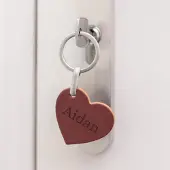 Yoursurprise Leren sleutelhanger graveren - Hart - Bruin