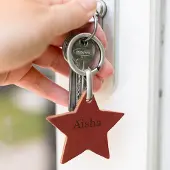 Yoursurprise Leren sleutelhanger graveren - Ster - Bruin